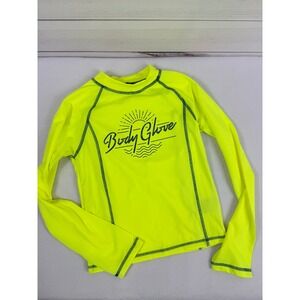 Body Glove Kids Neon Yellow Long Sleeve Rash Guard Swim Top Size 12